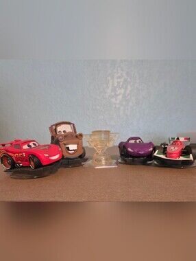 Disney Infinity Pixar 4 Cars Lot McQueen Mater Holley Bernoulli & Crystal